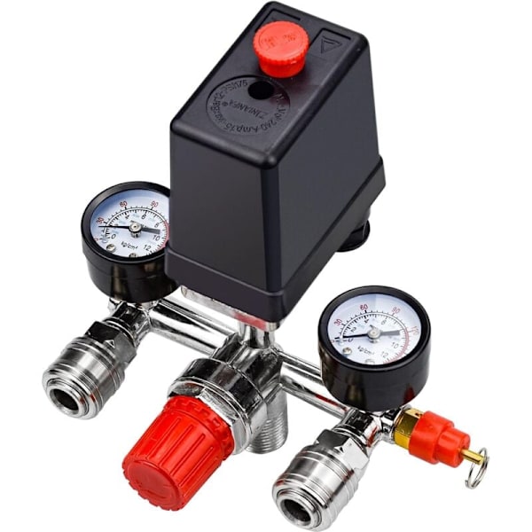 Holdbar Luftkompressor Pumpe Tryk Switch, med Ventilstyring Regulatorer Måler - RWManometer