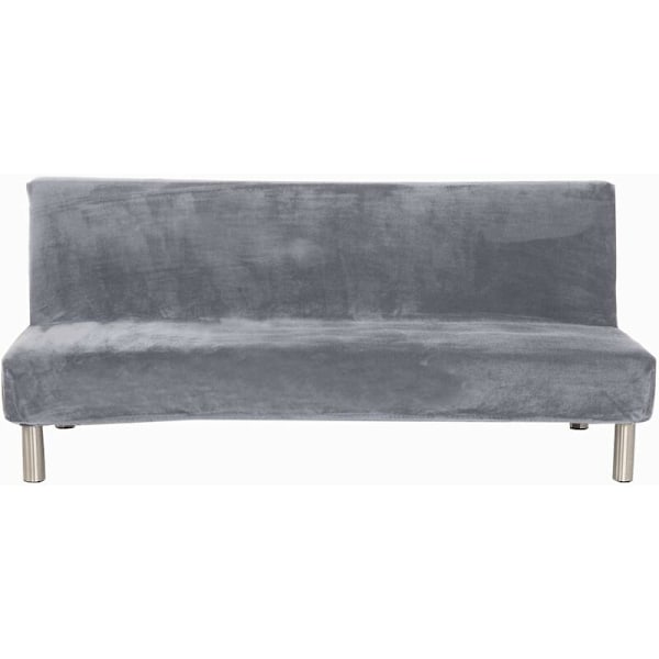 Sammetsöverdrag för 3-sits soffa utan armstöd, vinter soffa sängöverdrag, enfärgad, halkfri, stretchig, passar för hopfällbar soffa säng, mörkblå HIASDFLS