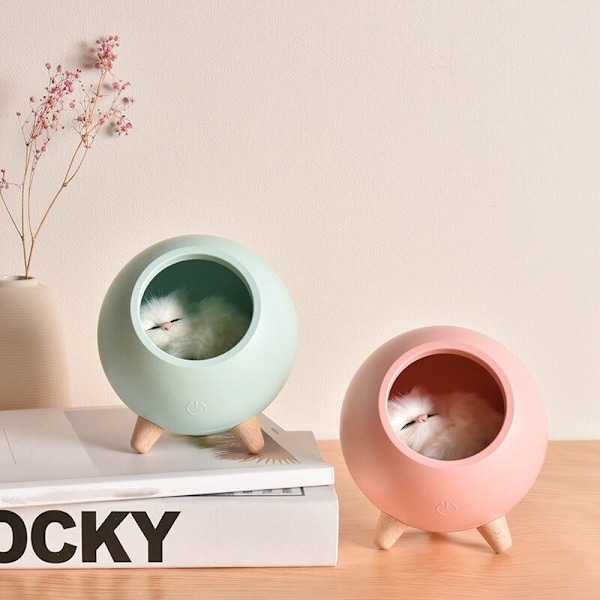 Led nattlampa USB dimbar nattlampa bionisk katt atmosfärlampa säng med sovljus barn babygåva ny vit