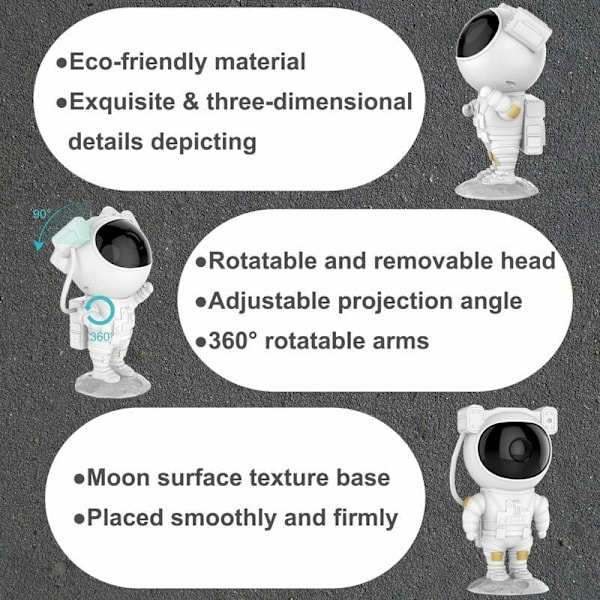 Astronaut Natlys Projektor Himlen Stjerne Galakse med Timer, Astronaut Stjerne Himlen Projektionslampe, Natlys til Børn Voksne, med Fjernbetjening