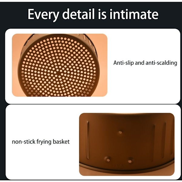 3,7 QT Luftfrityrkurv Erstatning for Power Gowise Luftfrityr og Luftfrityr Ovn, Ikke-Klebbende Stekekurv