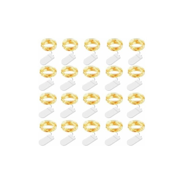 Batteridrivna LED-ljusslingor, 20 st 1M 10 LED Koppartrådsljusslingor för Rum, Inomhus, Utomhus, Jul, Fest, Trädgård, Bröllop, DIY, Varmvit