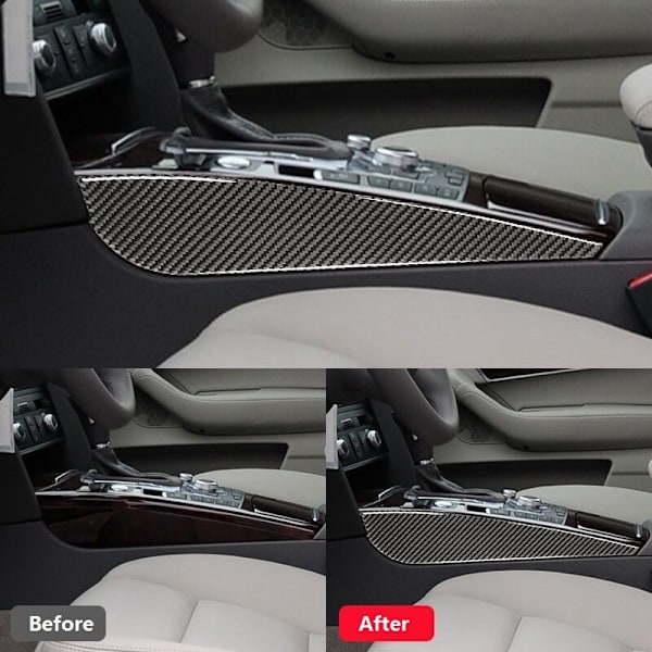 Kolfiber Växelspaks Panel Dekaler för Audi-A6 2005 2006 2007 2008 2009 2010 2011,A