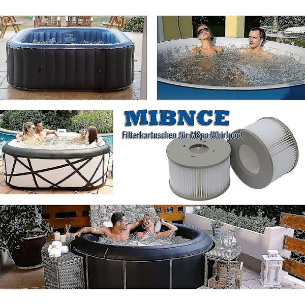 Pakke med 4 udskiftningsfilterpatroner til Mspa oppustelig swimmingpool, jacuzzi - RWPool filterpatron