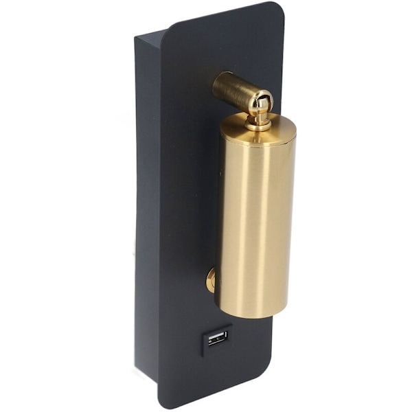 LED Vægskinne Minimalistisk Nøgleafbryder USB Opladning Sort Guld Neutral Belysning Vægskænke til Sengen 85 til 265V