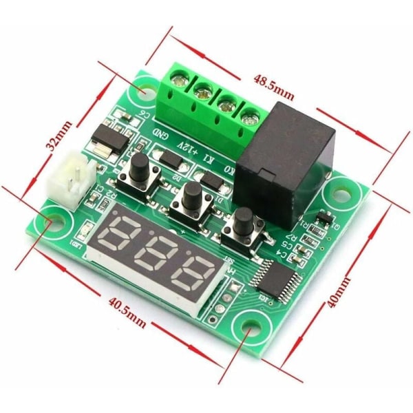 2 kpl 12V lämpötilan säädinmoduuli, näyttö digitaalinen termostaattimoduuli vedenpitävällä NTC-anturilla -50110℃, elektroninen lämpötilan säätömoduuli S