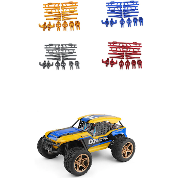 Metal Upgrade Accessory Set for 104009 12402-A RC Car Parts, Steering Block, Hub Bracket, Red
