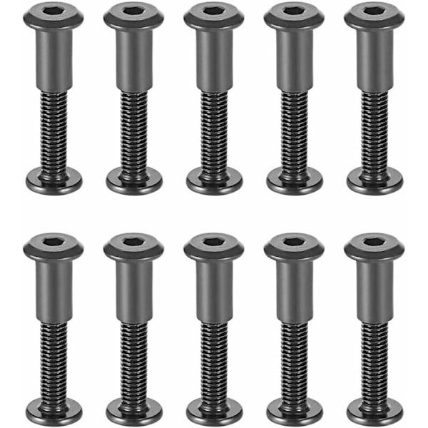 10 Sæt Skrueposter M6 Sorte Bolte Mødder Passer til 8mm Hul Dia Han M6 X 35mm Kulstofstål Sort Bæltespænde Bindende Bolte Læder Fastgørelse-DENUOTOP