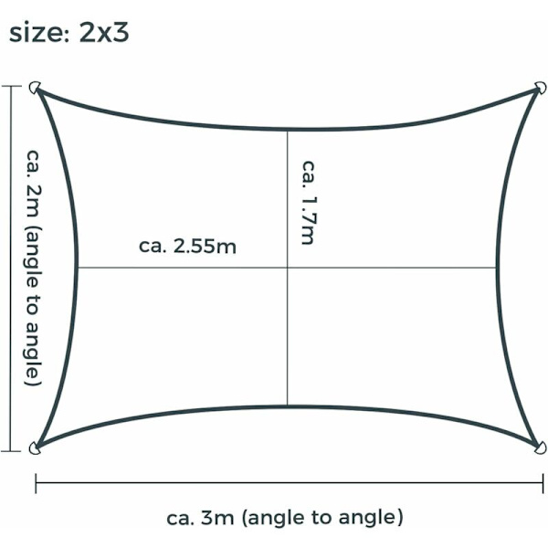 Skygge Sejl (HDPE, 180g/m²), Rektangulær 2x3m, Skygge Sejl Modstandsdygtig Overfor 98% UV-Stråler til Have Terrasse, Hvid 2x3