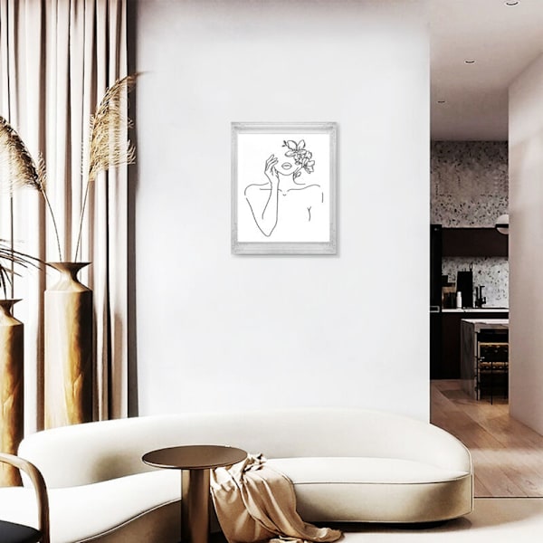 Minimalistisk linjedekoration konsttryck Set om 4 svart/vit estetisk teckning Poster 8 tum X 10 utan ram