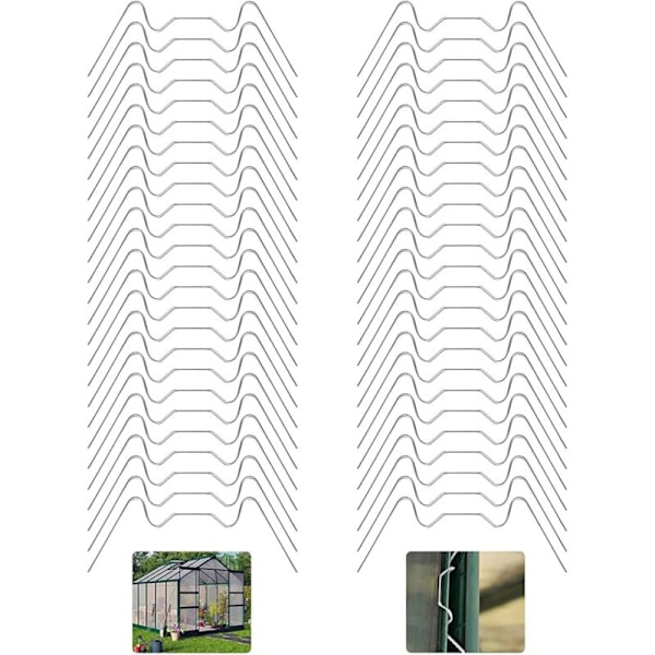 50 st Greenhouse Glazing Clips W-typ Fästklämmor Rostfritt Stål Växthustillbehör För Fixering av Växthusglas, Flera Lager Plastpaneler