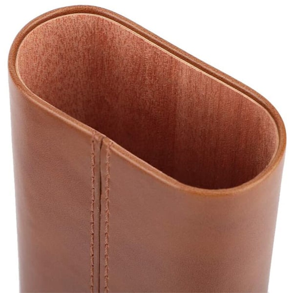 3-Fingers Lädercigarrfodral, Cedarträklädd Cigarrhumidifier med Silverfärgade Rostfria Cigarrklippare