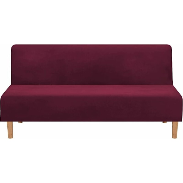 Armløs Konvertibel Sofadekke, Stretchfløyel, Tykk, Myk, Komfortabel, for Sofa Bed, Folding Sofa Bed (Vinrød Tykk Fløyel)