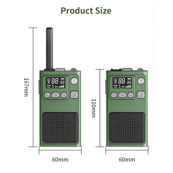 Bærbar Walkie Talkie Langdistansekommunikasjon 400-470MHz Radio med LED-lommelykt for utendørs