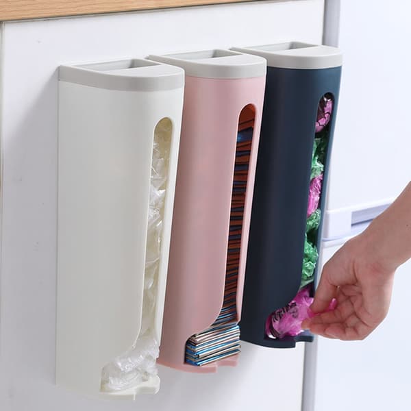 3-pack plastpåsar för förvaring, väggmonterad sopsäckshållare för kök
