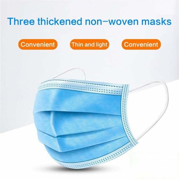 50 Engångs Antivävd Dammskyddande Masker 3 Lager HIASDFLS