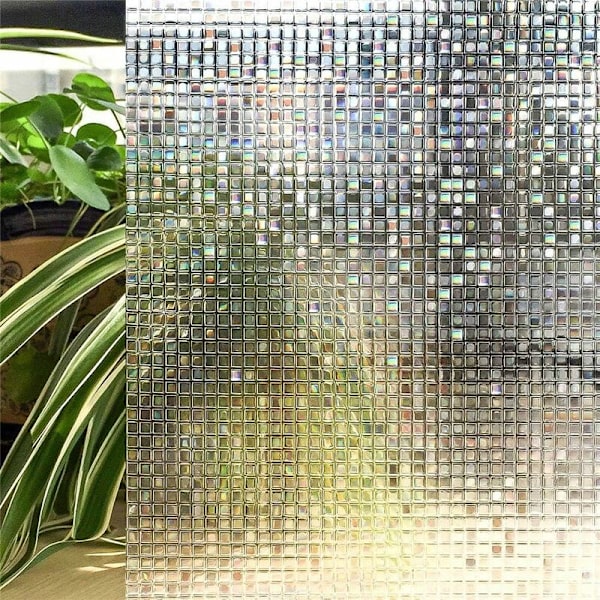 Yksityisyyttä suojaava ikkunakalvo, 3D-mosaiikkikuvioitu itseliimautuva liimaton vaihdettava värikalvo ikkunoille ja kylpyhuoneen lasiovelle (45x200cm)-