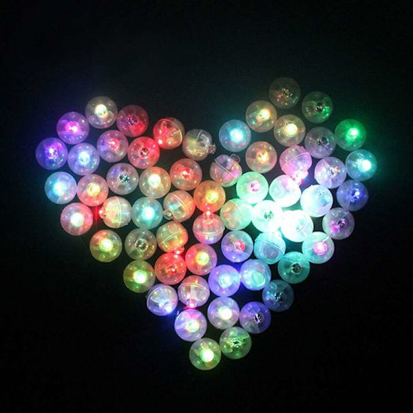LED Ballon Lampe, 30 stk. Mini Lygte Blinklys til Fødselsdag Bryllup Jul Fest Dekoration (Farverig)