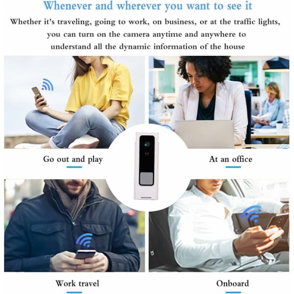 Älykäs langaton videon ovikello, älykäs visuaalinen ovipuhelin, HD-yönäkö, WiFi-turvakello, sopii kotiin, asuntoon