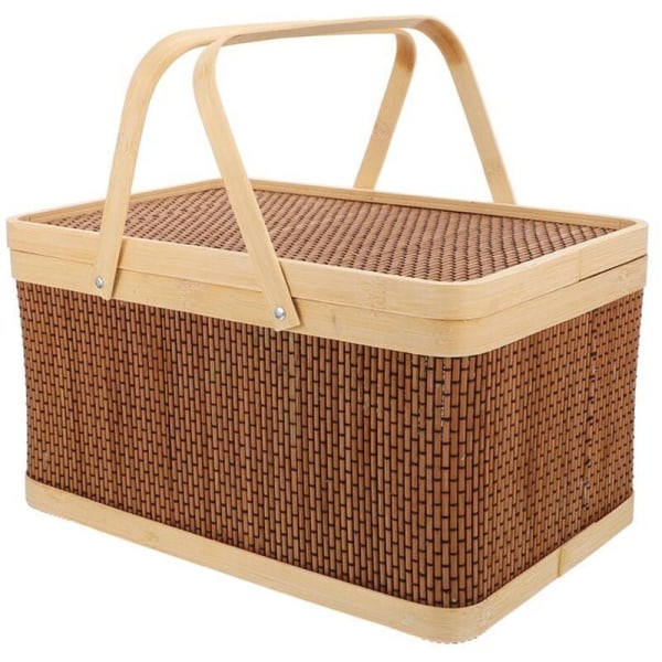 Bärbar förvaringskorg i bambu, picknickkorg, snacks, fruktkorg, förvaring i hemmet, kök, sovrum, kontor