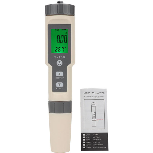 Multifunktionel 4 i 1 Vandkvalitetstester EC/TDS/Salinitet/Temperatur til Akvarium