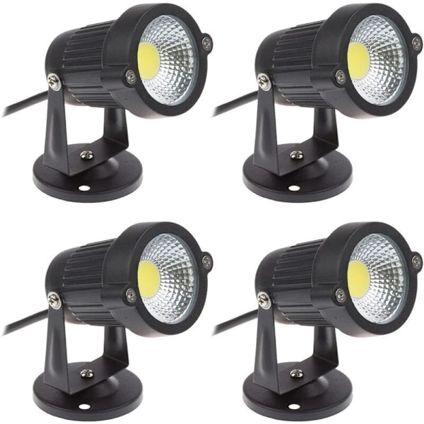 4 kpl COB LED -kohdevalaisimet 5W 220V Säädettävät Puutarhavalaisimet Ulkovalaistus Puutarha Terassi (Kylmä valkoinen)