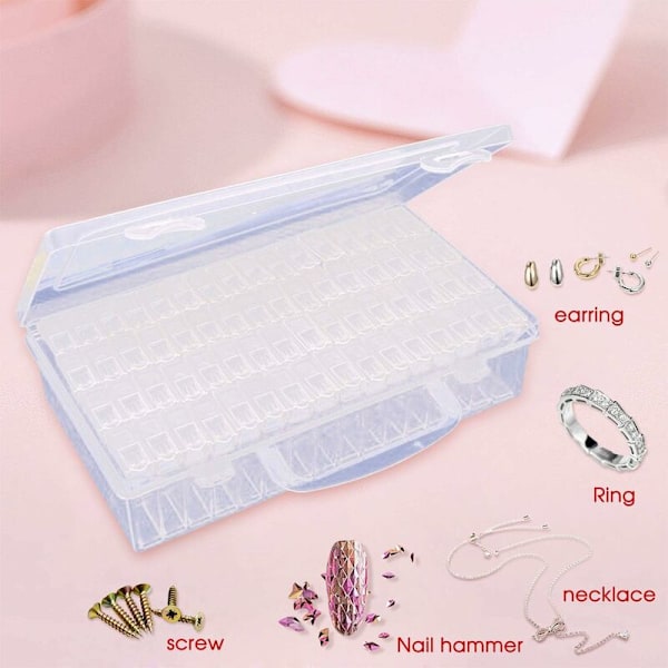 Diamantmålning Box, Varje Förvaringslåda med 64 Minifack, Rutnät, 5D Diamantmålning Verktyg och Korsbehållare Tillbehör för DIY -