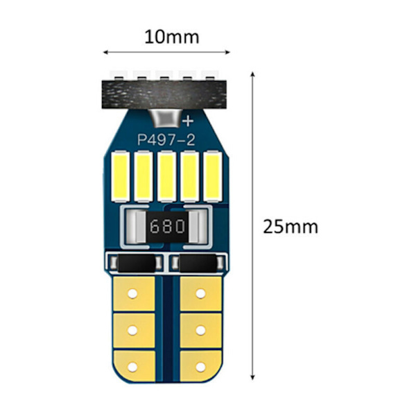 Set med 10 T10 W5W LED-lampor Canbus Felfri 15st SMD 4014 Bil LED-lampor 194 168 2825 Vit 6000K för Inredningsbelysning, Bagageutrymmesbelysning, Registreringsskylt