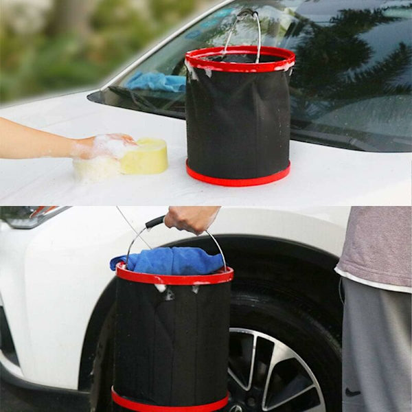 Sammenleggbar bilvaskbøtte Sammenleggbar bøtte 12L 3.17gal Camping Fiske Heavy Duty med oppbevaringspose for innendørs utendørs -