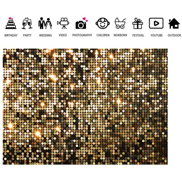 210X150cm Glitter Gull Dekorative Fotografi Bakgrunner Barn Bursdagsfest Banner Fotografi Klær