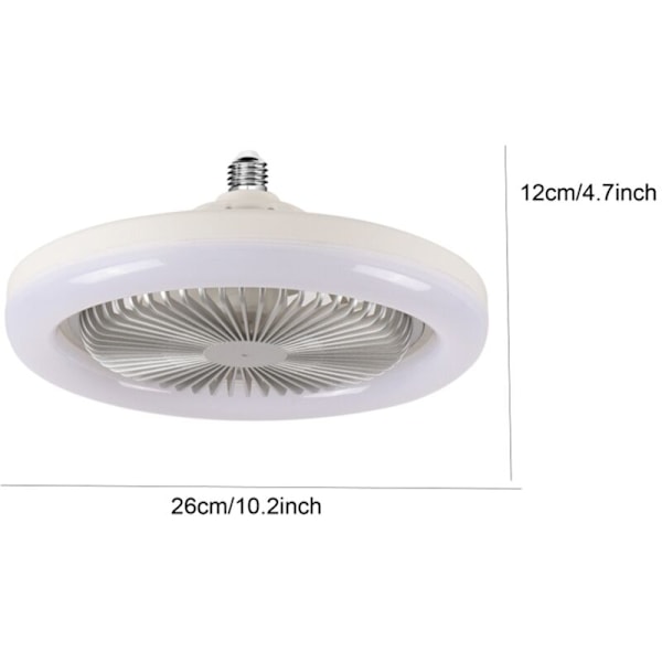 30W Taklampe med Lys E27 Konverterbase med Fjernkontroll for Soverom Hjem, Hvit + Sølv