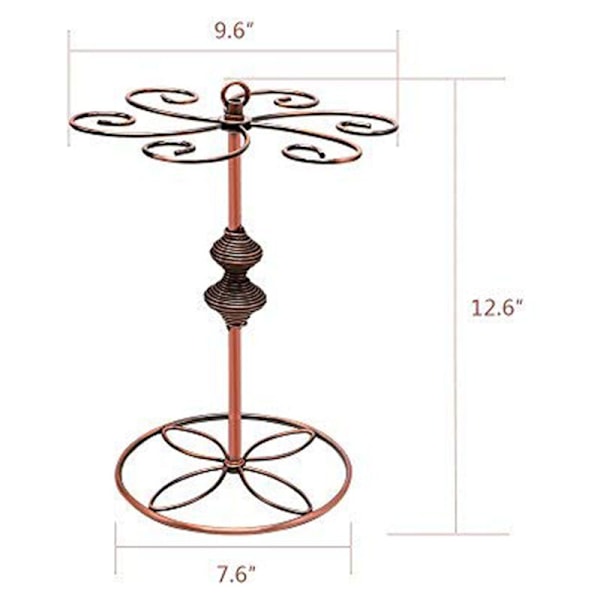 Vinglasholder i Bronze med Snoningsmønster, Elegant og Uafhængig Flaskeholder med 6 Kroge, Græskarform