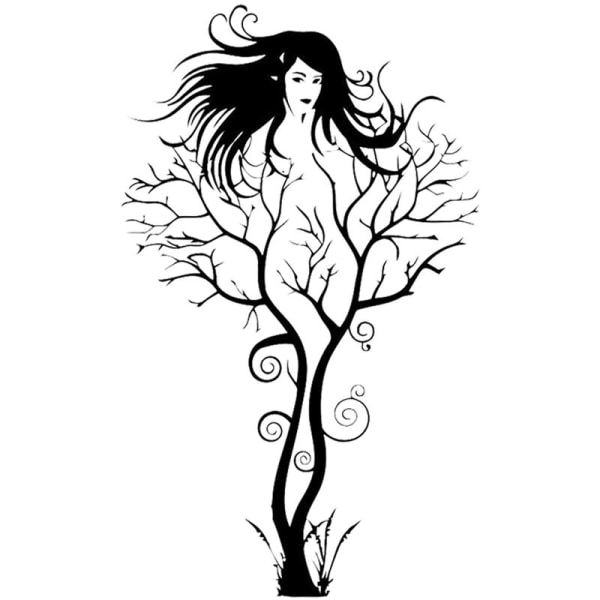 Sexig tjej träd avtagbar klistermärke dekal heminredning vinyl konst 1 st (svart) 43 x 72 cm