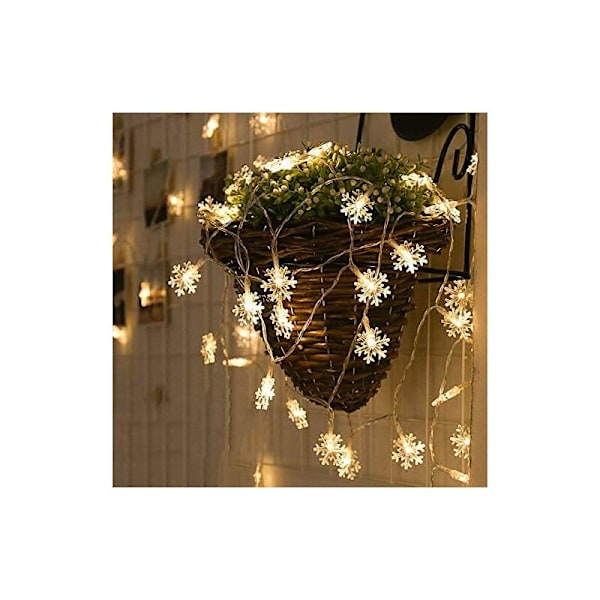 Snöflinga Ljuskedja, 6 meter 40 LED Batteridrivna Ljuskedjor, 2 Ljuslägen, Dekorativ för Inomhus Utomhus, Sovrum, Bröllop, Fest, Födelsedag