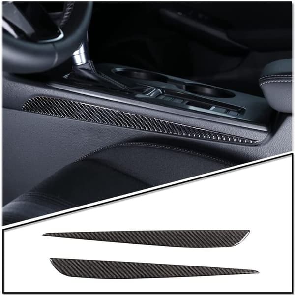 Til 11. 2022 Kulfiber Center Control Gear Side Panel Trim Cover Sticker Interiør Tilbehør, Sort