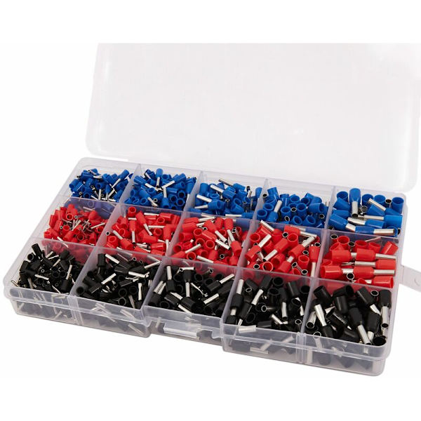 1065 stk/sett 3 farger 22 12AWG kobber crimp-kontakt ledning ende terminal skolisser Cooper ferrules kit sett