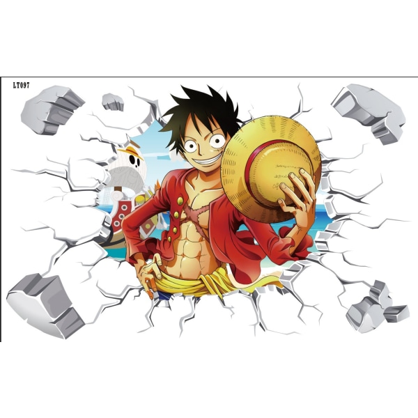 Tegneseriefigur vægklistermærke Børneværelse Home Decor One Piece 3D View Vægmaleri Kunst Børnevæg Decal Anime Plakat 60*90cm