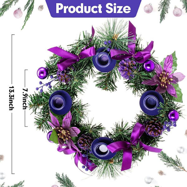 Julekrans med furukongler og bær - Adventskrans Ring Lysestake Julelysestake Bordpynt Skriveborddekorasjon Diameter 36 cm
