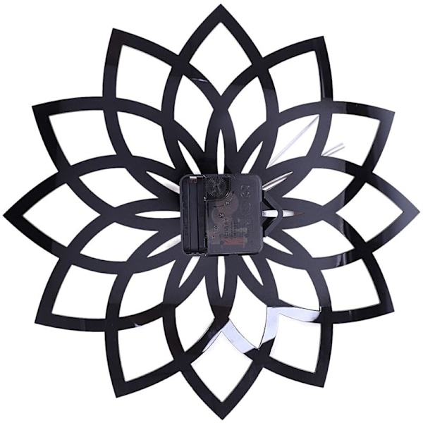 Peach Lotus Träväggklocka Modern Mode Kreativ Blomma Vägg Logg Kvarts Klocka Tyst-B