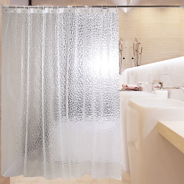3D duschdraperi transparent vattentät duschdraperi för vått bad, 180x200cm