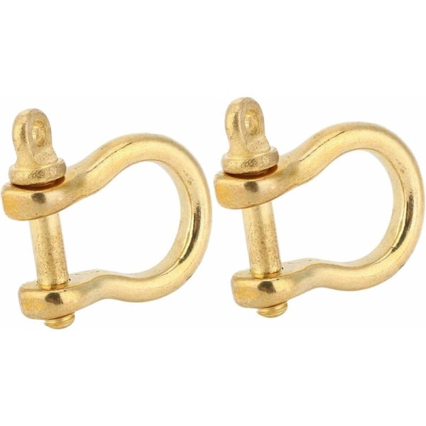 2 Set Ankar Shackle Ren Brass U Typ Kedjeshackle Skruvstift Bågshackle Nyckelringkrok Guld Anslutnings Spänne