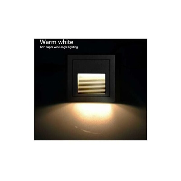 Set med 4 LED Kvadratiska Infällda Vägglampor, Varmvit IP65 Trappbelysning, Stegljus, Aluminium, Belysning och Dekorativa Ljus Svart Hus