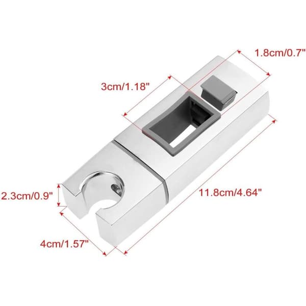 Skydebruserholder til skinne 18 x 30mm - rektangulær, firkantet udskiftelig håndbruserholder, forkromet ABS håndbruserholder til badeværelse - s