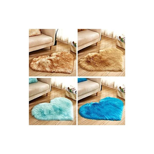 40 x 50 cm / 15.7 x 19.6 tum Liten Hjärtformad Konstgjord Fårullmatta Mjuk Lång Plysch Fluffig Shaggy Matta Sovrum Soffa Dekorativ Golvmatta -