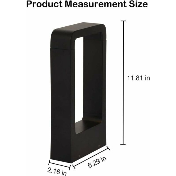 Bollard-valaisin, sähköpistorasia, LED 7W 3000k IP65, terassi, ulkovalaistus, puutarhavalaisin, musta, lämmin valkoinen, muotoilu, vedenpitävä koristevalaistus IP65