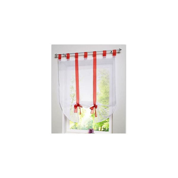 1 stk. Romersk Gardin Sød Knude Siddende Soveværelse Stil Broderet Voile Vindue - Rød - 80cmx140cm