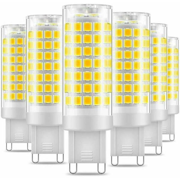 G9 LED Pærer Ingen Flimmer 6W 60W Ækvivalent, Pakke med 6 G9 LED Pærer, 7W Flimmerfri, Kold Hvid 6000K, 650lm, Energibesparende Ækvivalent 60W Halogen, 3