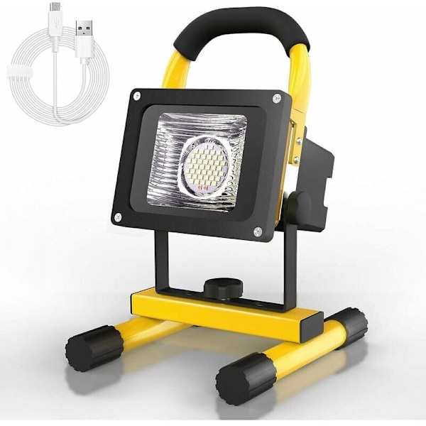 Genopladelig LED-projektør 30W 2500LM Byggeplads Projektør 6000mAh Trådløs LED-lys Udendørs LED-projektør Batteri Bærbar LED-projektør