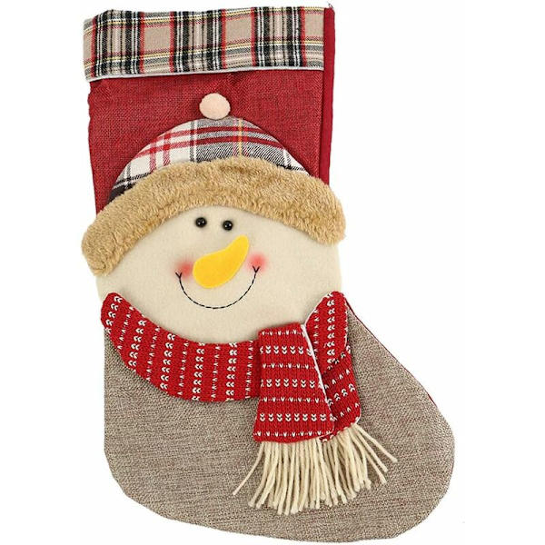 Röda julstrumpor strumpa presentpåsar hängande dekorationer (snögubbe)-