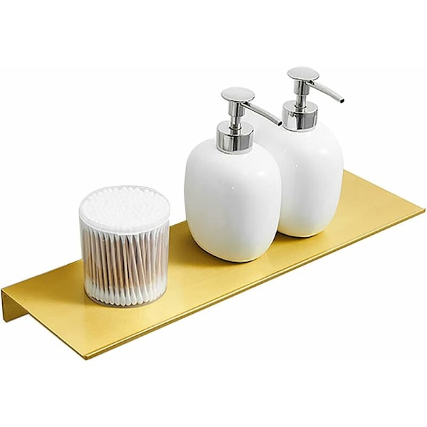 Badeværelseshylder, Brusehylde Organizer, Aluminium Opbevaringsskuffe til Badeværelsesforfængelighed, Køkken - Børstet Guld (40 cm)